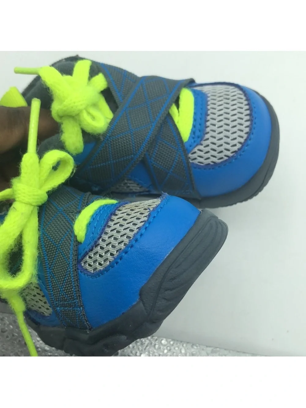 Nike Raid Toddler Shoes Size 2C Blue Neon Volt 644415-005 Athletic Sneakers